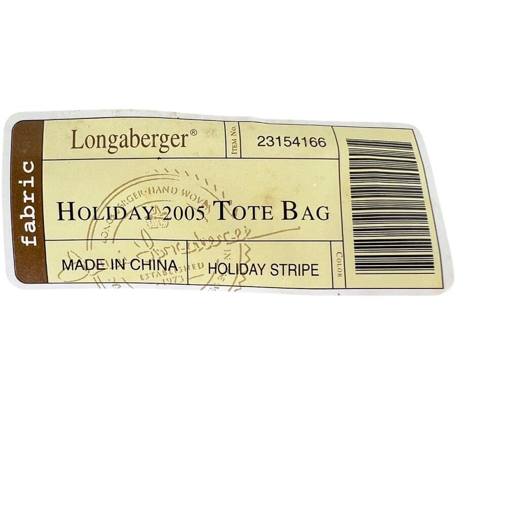 New 2005 Longaberger Basket Holiday Tote Bag Fabric Purse Stripe Embroidered VTG - Picture 3 of 9